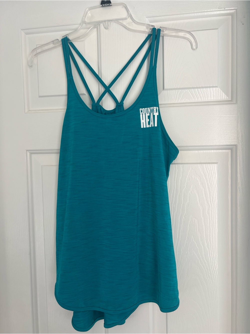 Beachbody Country Heat Workout Tank Top Large Teal Strappy Back